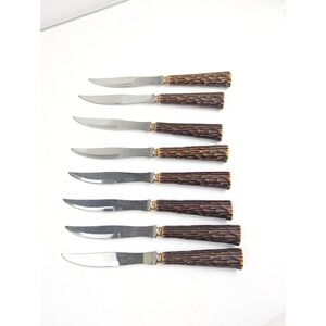 Vintage Crown Crest Sheffield Stainless 8 Steak Knives 1970s‎
